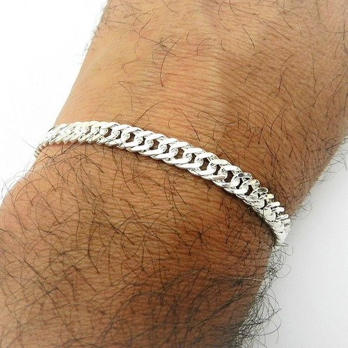 Pulseira Masculina 19cm 5mm Largura Folheada Prata Pl244 Comprimento 19 cm Cor Prateado
