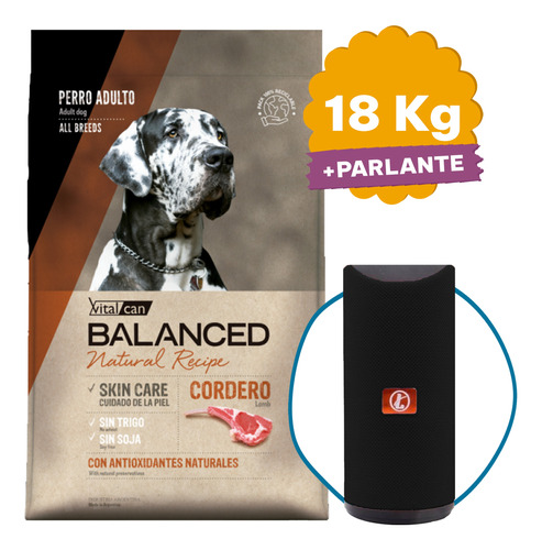Alimento Perro Vitalcan Balanced Cordero 15 Kg + Envío