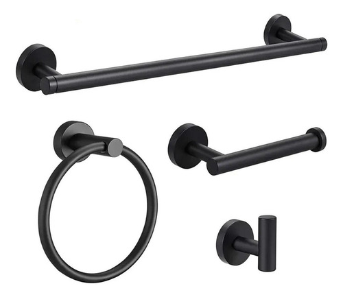 Set 4 Accesorios Baño Negro Mate