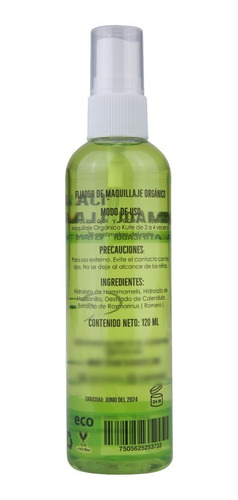 Imagen 2 de 3 de Fijador De Maquillaje Orgánico Efecto Mate Natural Kute