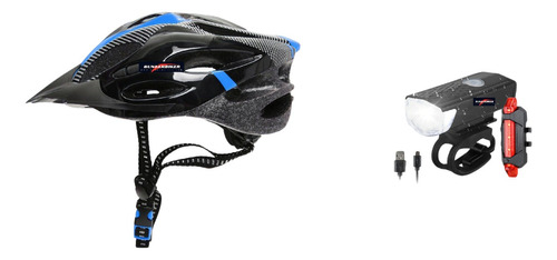 Juego De Casco + Kit Linterna Delantera Y Trasera Bicicleta