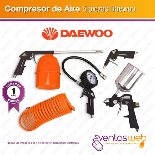 Kit De Aire P Compresor 5 Accesorios Inflador Pistola Pintar