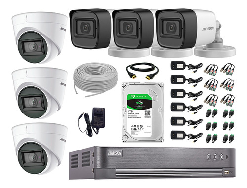 Cámaras De Seguridad Kit 6 Hikvision 5mp | 03 Camaras Audio
