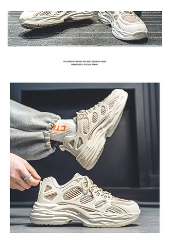 Zapatillas De Moda Para Hombre, Zapatillas Deportivas Para Correr Con Suela Gruesa