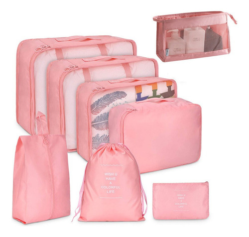 Set 8 Bolsas Organizadoras De Maletas Para Viaje Impermeable