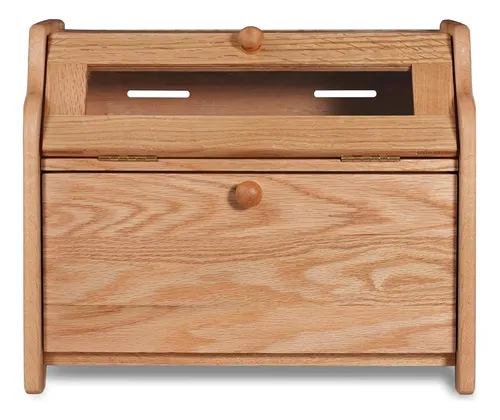 Panera, Caja De Pan De Madera Maciza De Roble Ventana T...