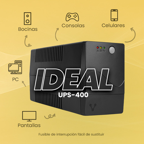 No Break Vorago UPS-400 1000VA/600W Regulador de Voltaje con Batería 6 Tomas con Respaldo Protección OVP/UVP Ideal para PC Routers y Home Office