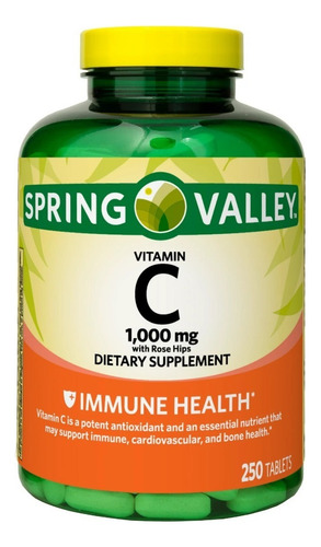 Vitamina C 1000mg 250 Tabletas Spring Valley Sistema Inmune Sabor S/n