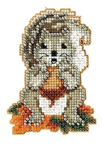 Squirrelly Beaded Contado Punto De Cruz Ornamento Kit Mill H