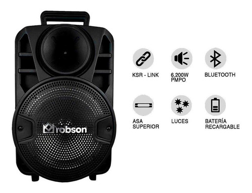 Bocina Robson Msa-8208 Portátil Con Bluetooth Negra 110v