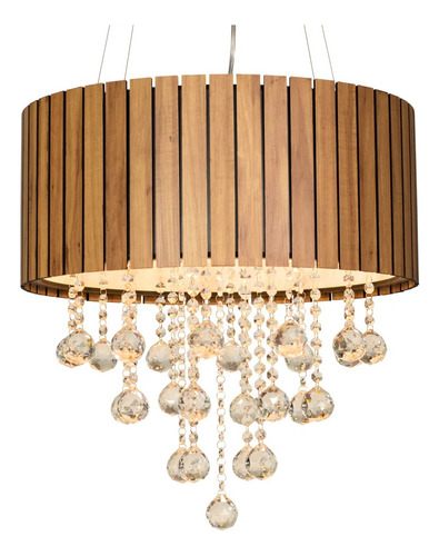 Lustre Com Cristais Ripado Amêndola 30 Cm