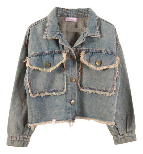 Campera Peponas De Jean Desflecado Para Niñas