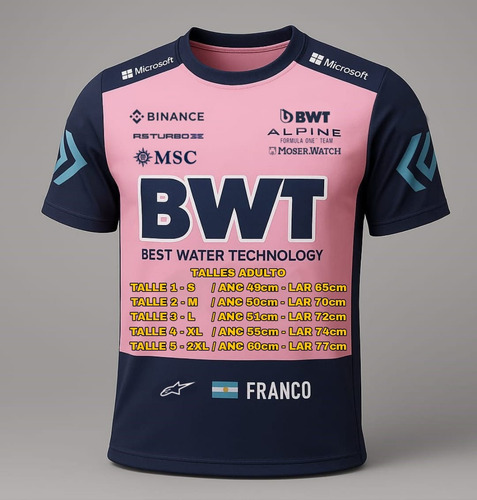 Remera Franco Colapinto , Alpine F1 Team 02 2 Rosa Chicle