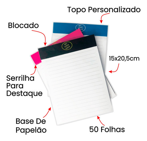 Blocos De Anotações Personalizados - Base Rígida (20 Und)