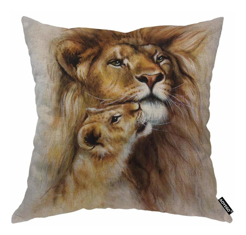 Funda Almohada Animal Salvaje Familia Pareja Esponjosa King