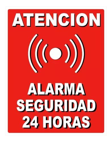 Cartel Propiedad Alarma Seguridad 24hs Atencion 22x28 Cm