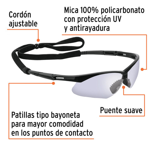 Lentes Seguridad Espejo Azul Cordon Ajustable Taller 15184