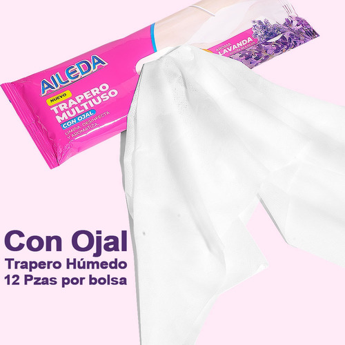 Aileda Trapero Multiuso Desechable Húmedo 12 Hojas Por Paque