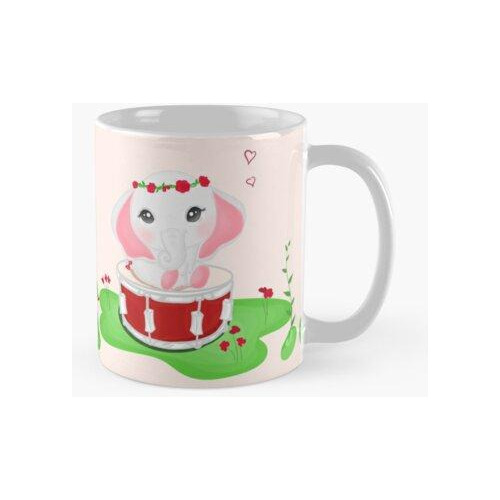 Taza Lindo Elefante Gordito Sentado En Un Tambor Calidad Pre