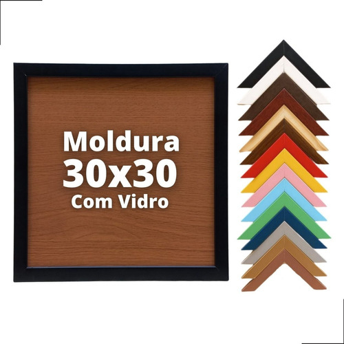 Porta Retrato Moldura 30x30 C/vidro Excelente Qualidade Cor Preto