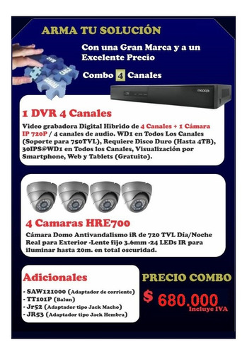 Kit Cctv Full Hd Hikvision O Dahua 4 Camaras Garantia