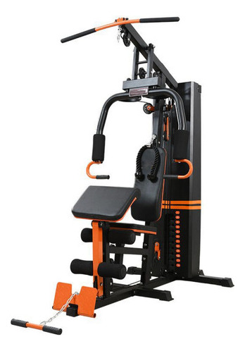 Gimnasio Multifuncional Uso Rudo Multiestacion Brazo Pierna Negro Naranja