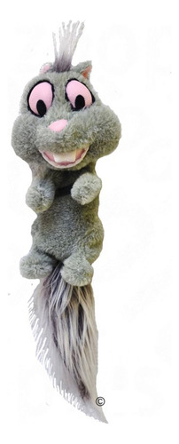 Brinquedo Para Cachorro Esquilo De Pelúcia Grande C/ Apito Cor Cinza