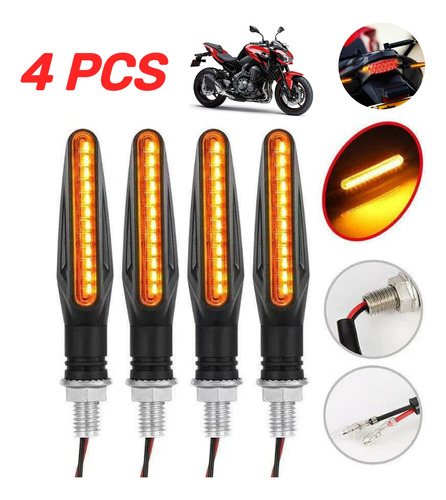 Intermitentes De Moto Secuencial Led Ámbar Pack X4 Unidades