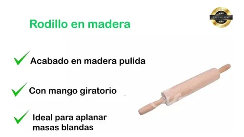 Rodillo Madera 45 Cm Para Panadería Y Repostería