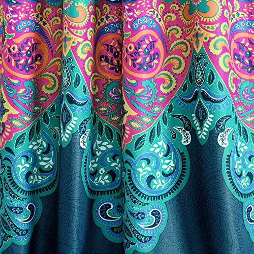 Par De Paneles De Cortinas 274 X 132 Cm Turquesa Y Azul Mari