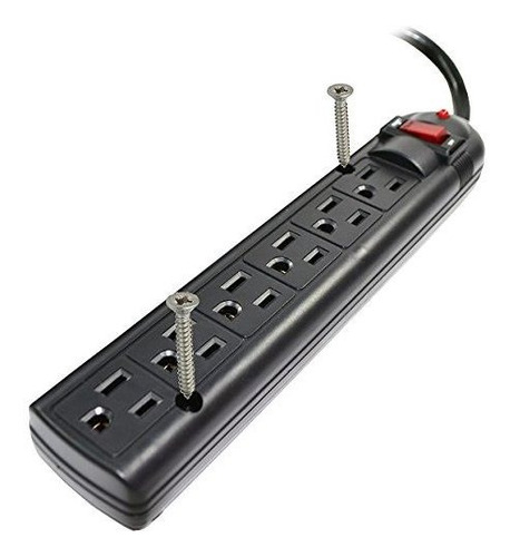 Toma De Corriente Weltron 6 Outlet Black Surge, Montaje En P