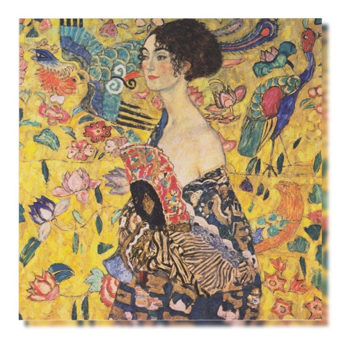 Cuadro Decorativo  Mujer Con Abanico De Gustav Klimt / Tela