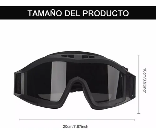 Gafas Tácticas Goggle Militares Careta Gafas Con 3 Lentes