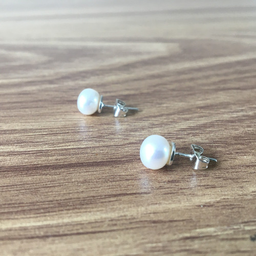 Imagen 4 de 10 de Broqueles Perla Natural Cultivada Y Plata 925 Mujer Agálea