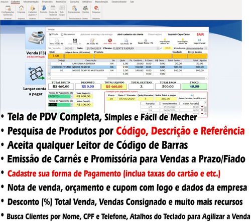 Imagem 3 de 10 de Sistema Vendas, Controle De Estoque, Caixa, Pdv, Clientes, Vendas A Prazo E Carnê, Smb Store, Completo, Promoção!