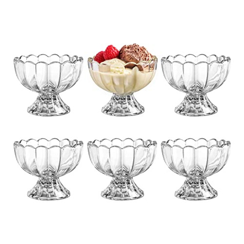 Juego De 6 Tazones/copas De Postre De Vidrio Forma De T...