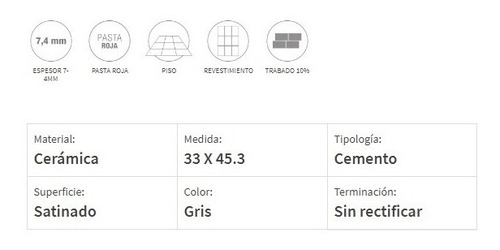 Imagen 3 de 5 de Piso Ceramico San Lorenzo Portland Gris 33*45,3 Satin