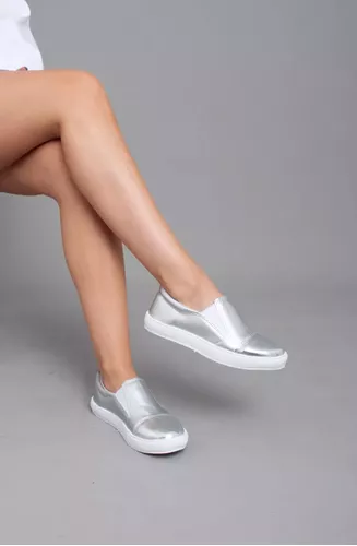 Zapatillas de mujer plateadas