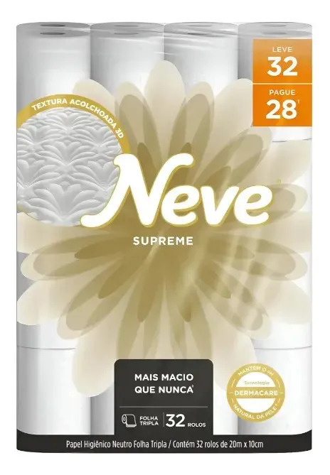 Papel Higiênico Neve Supreme Folha Tripla Leve 32 Pague 28