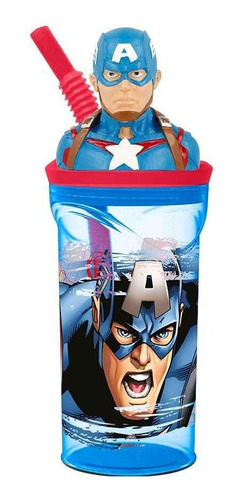 Vaso C/sorbete C/figura 3d Capitán America Calidad Cresko