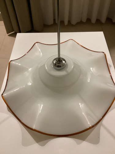 Antigua Lampara Colgante Cristal Murano Opalina 55cm Dmetro Blanco Y Marrón (Usado)