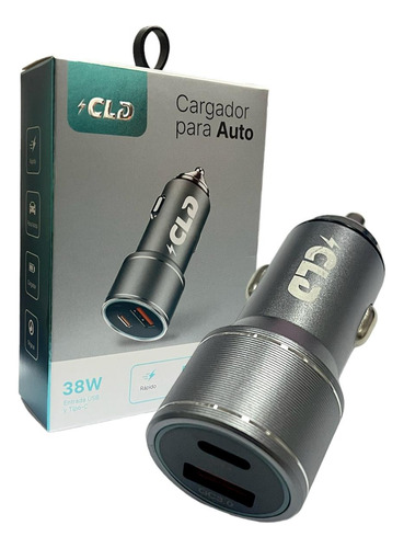 Cargador Auto 38w Doble Usb Tipo C Metalico Carga Rapida 