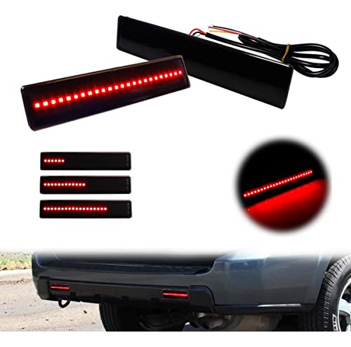 Smoked Lens Led Rear Bumper Reflector Brake Tail Lights...