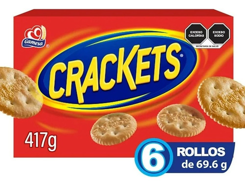 Galletas Gamesa Crackets Sabor Mantequilla 6 Rollos De 69.6
