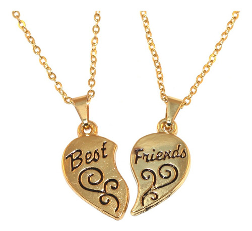 Colar Cordão Amigas Amizade Best Friends Folheado Ouro 18k