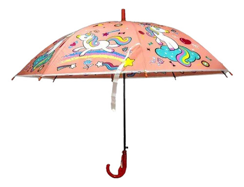 Paraguas Infantil Unicornios Niña Niño Lluvia Con Chifle