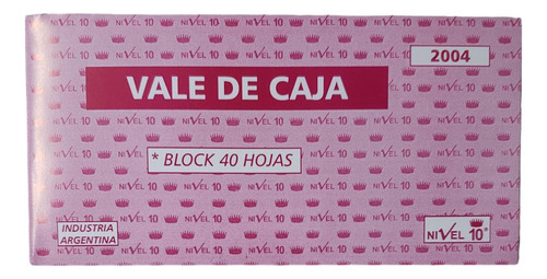 Talonario Vale De Caja 2004 40 Hojas Nivel 10 Pack X 10