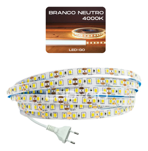 Fita Led 2835 Direta Branco 120 Leds 5 Metros Rolo Sem Fonte Luz Branco-neutro Tensão de operação 12V 127/220V