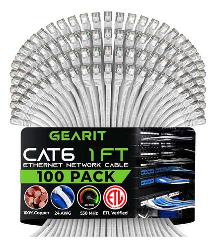 Gearit Cable Ethernet Cat 6 De 1 Pie (paquete De 100) - Cabl