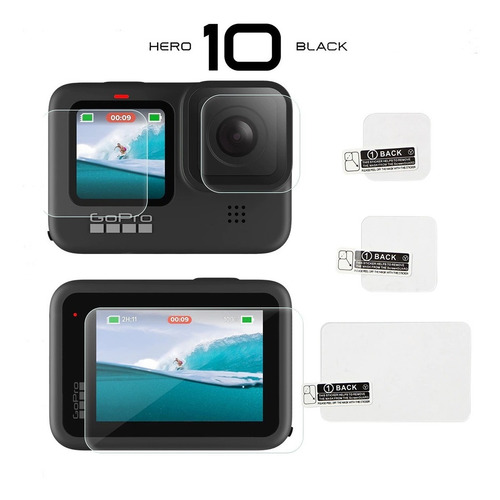 Imagen 2 de 9 de Protector Vidrio Templado De Lente Y Pantallas Gopro Hero 10